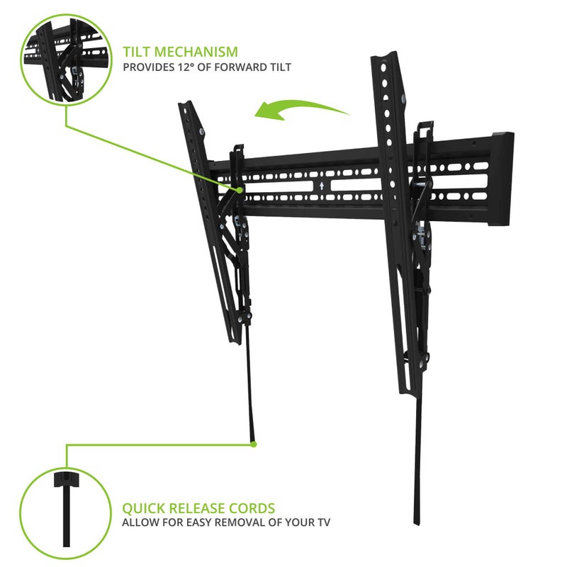 Kanto KT3260 Tilting TV Wall Mount | Fits 32â€ to 60â€ Monitors | Fits VESA Sizes 100 x 100 to 600 x 400 | Tilt Mechanism | Quick Release Tabs | Solid Steel Construction | Dual Stud Wall Plate | Black - Image 3